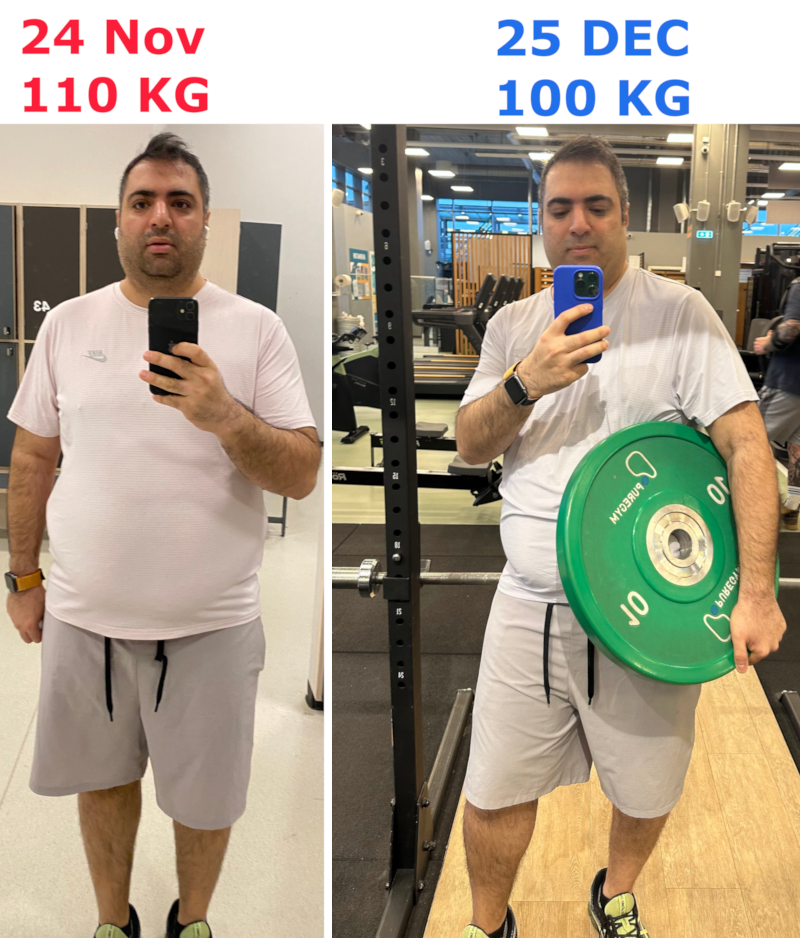 Founder's transformation: 110kg to 100kg in one month